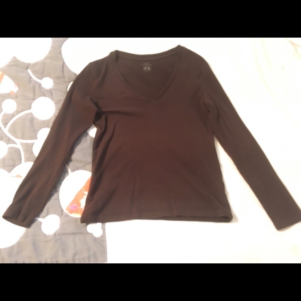H&M Brown Long Sleeve V-neck
